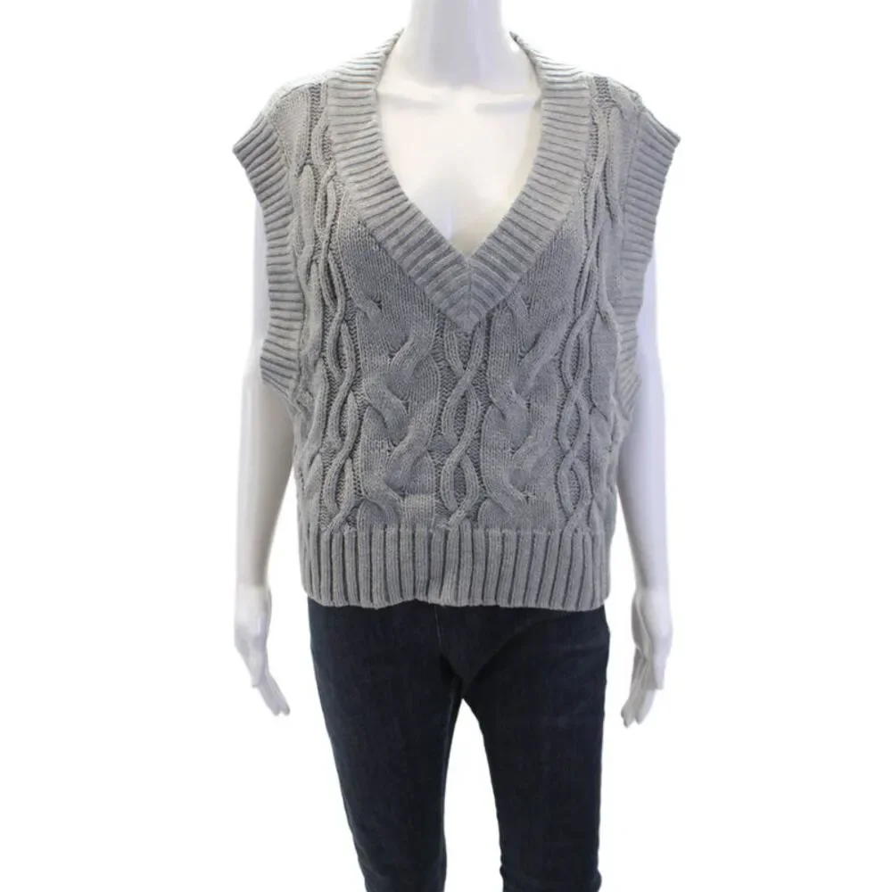 Urban Outfitters Womens Cotton Blend V-Neck Pullover Sweater Vest Gray Size M